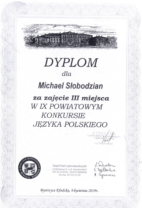 Dyplom Michael Sobodzian