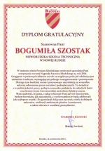 Dyplom gratulacyjny - Bogumiła Szostak